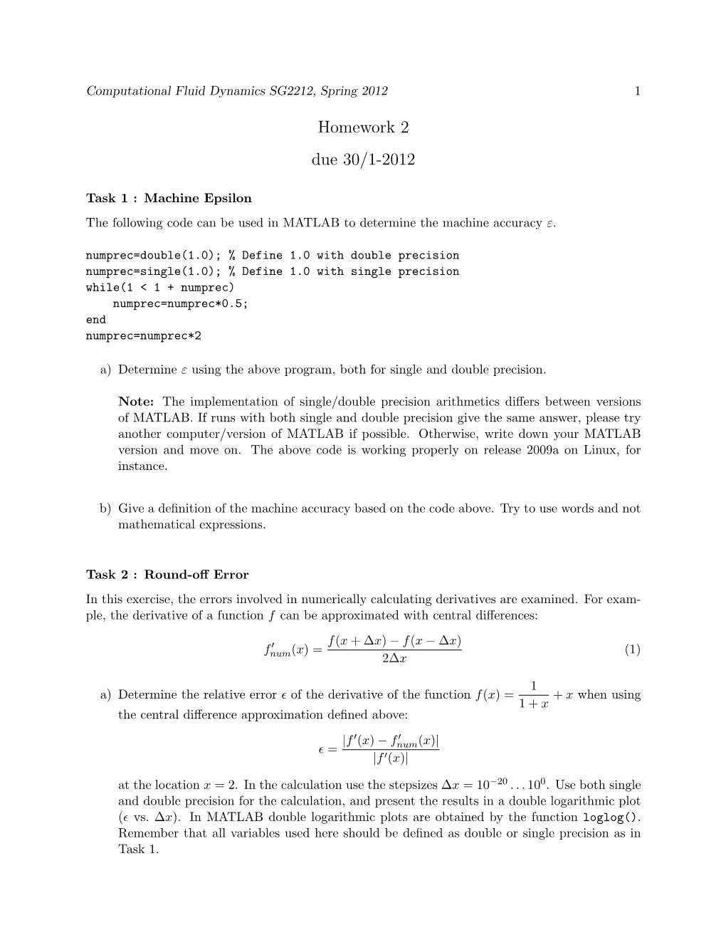 Homework 2 Due 30/1-2012