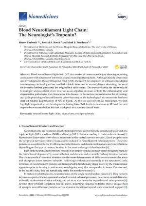 Blood Neurofilament Light Chain: the Neurologist's Troponin?