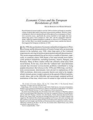 Economic Crises and the European Revolutions of 1848