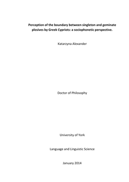 Perception of the Boundary Between Singleton and Geminate Plosives by Greek Cypriots: a Sociophonetic Perspective