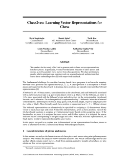 Chess2vec: Learning Vector Representations for Chess