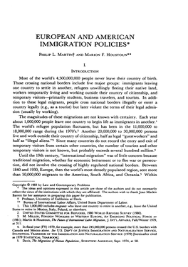 European and American Immigration Policies*