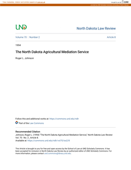 The North Dakota Agricultural Mediation Service