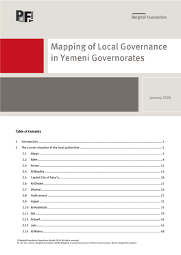 Mapping of Local Governance in Yemeni Governorates