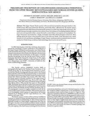 Preliminary Description of Coelophysoids (Dinosauria:Theropoda) from the Upper Triassic (Revuletian:Early-Mid Norian) Snyder Quarry, North-Central New Mexico
