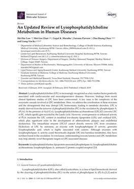 An Updated Review of Lysophosphatidylcholine Metabolism in Human Diseases