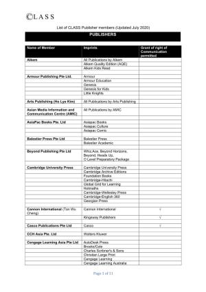 List of Publishers