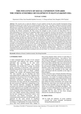 The Influence of Social Condition Towards the String Ensemble Development in Rattanakosin Era