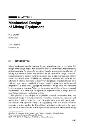 Mechanical Design of Mixing Equipment