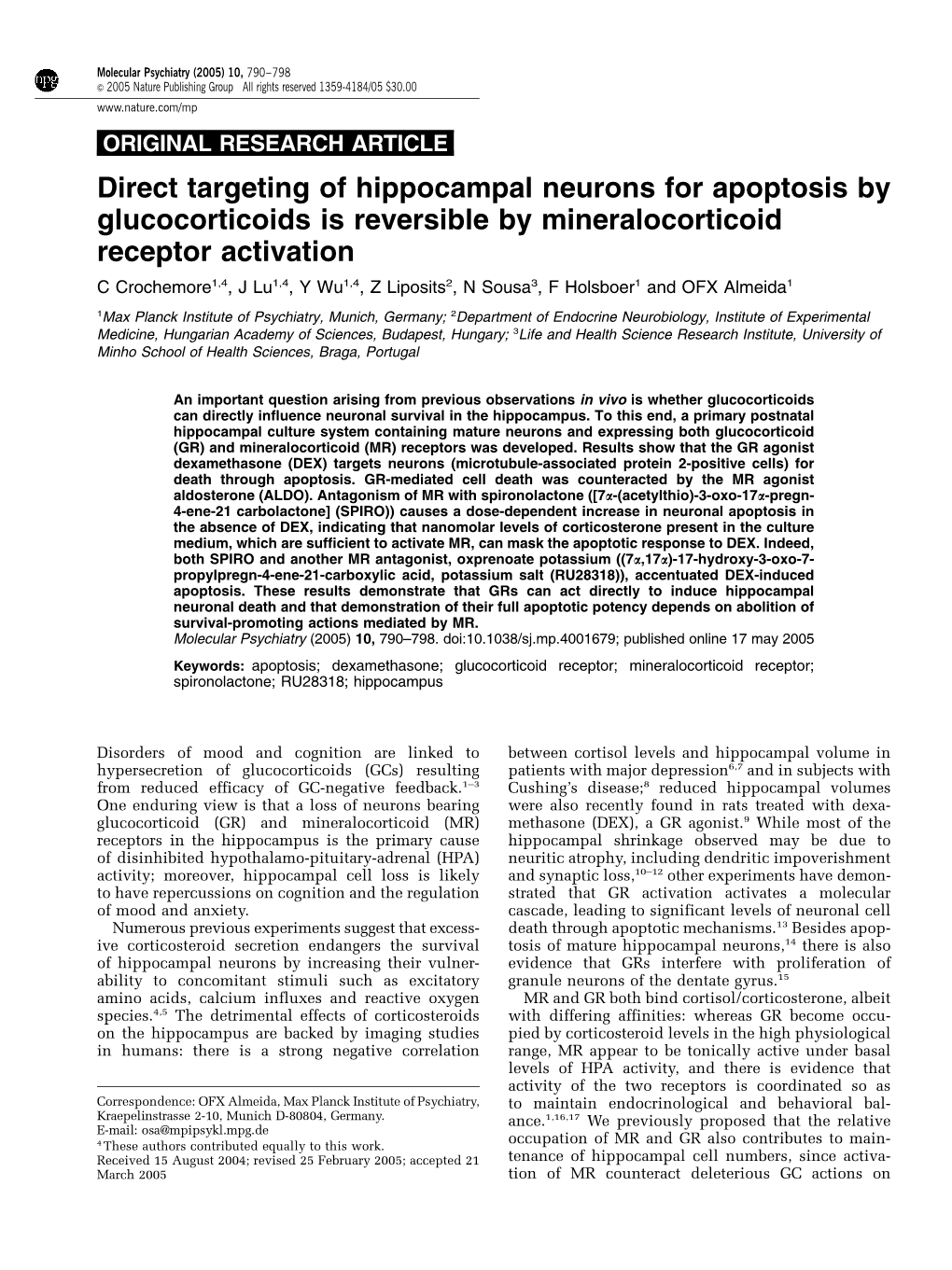 Direct Targeting of Hippocampal Neurons for Apoptosis By