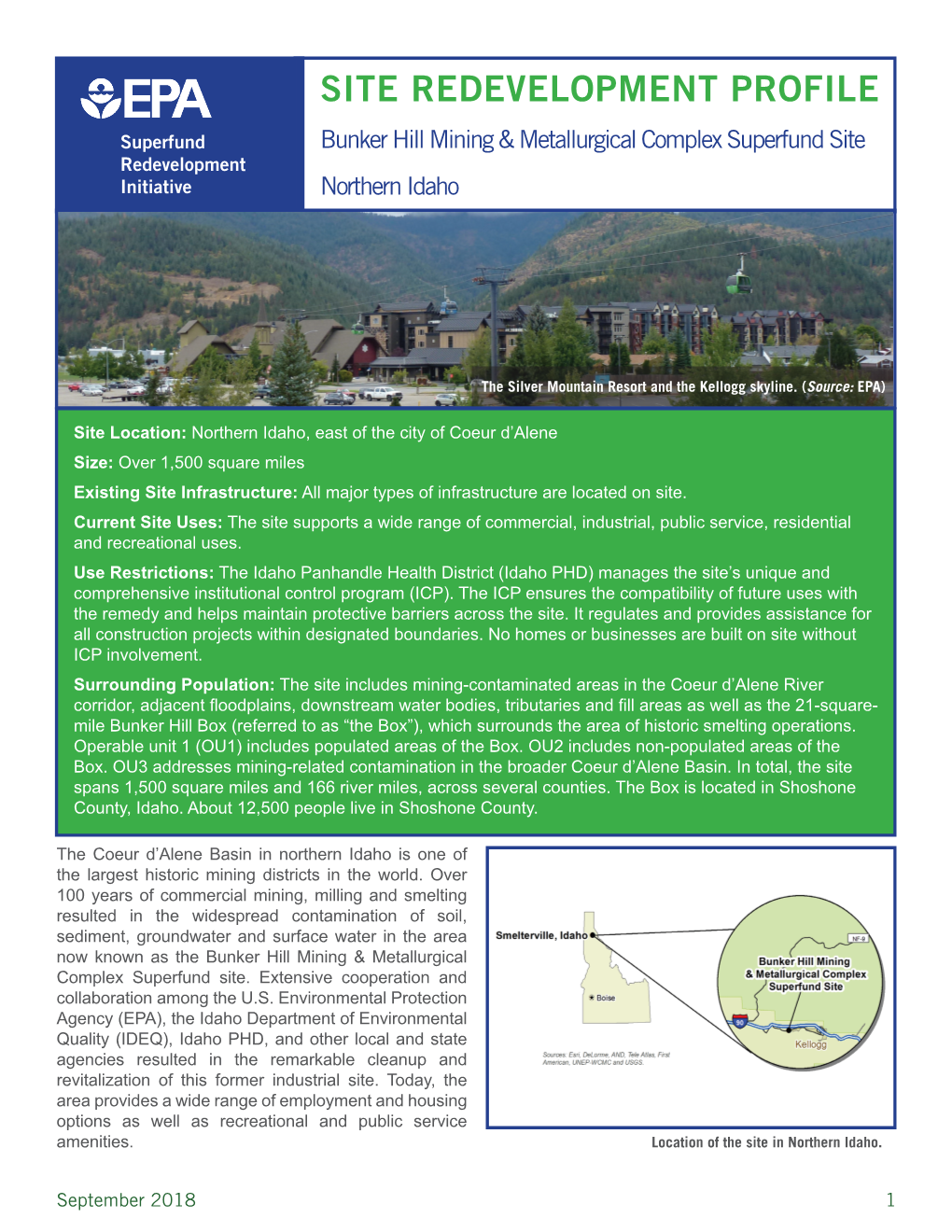 Bunker Hill Mining & Metallurgical Complex Superfund Site Northern Idaho