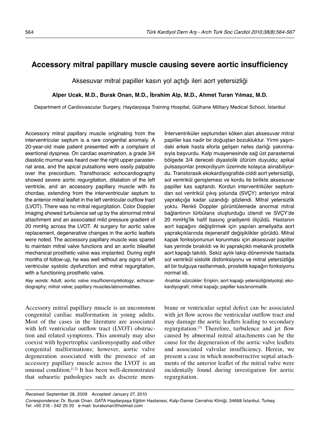 Accessory Mitral Papillary Muscle Causing Severe Aortic Insufficiency