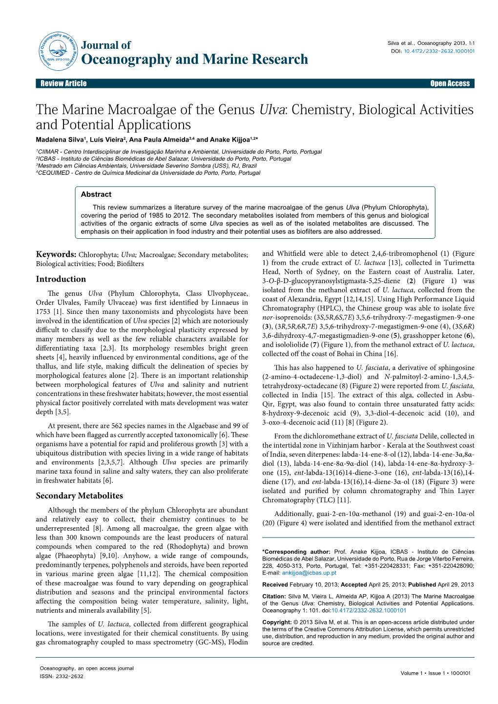 The Marine Macroalgae of the Genus Ulva