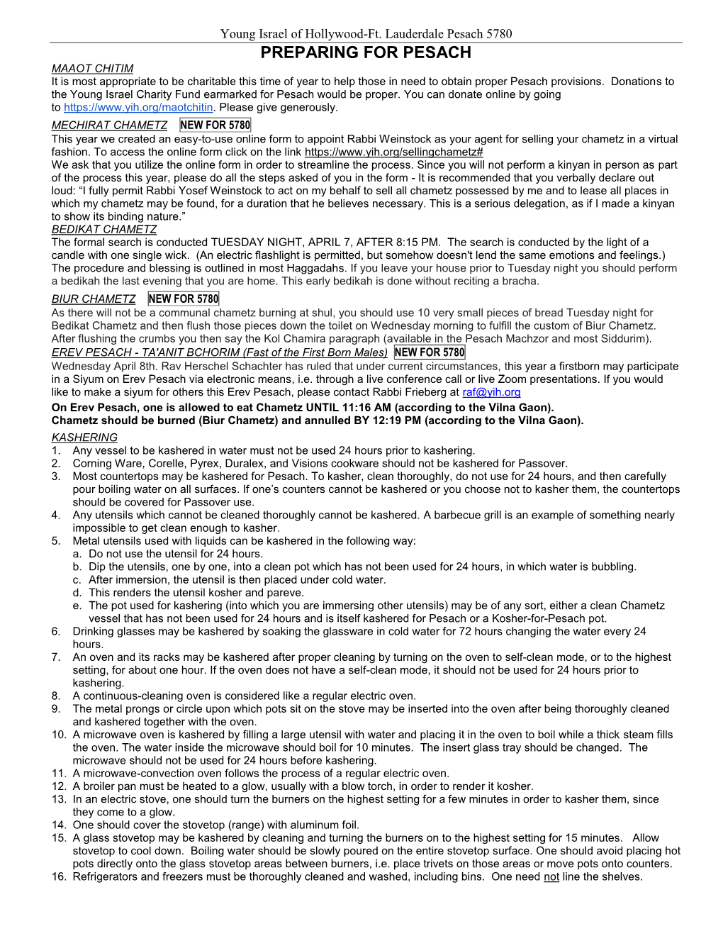 PREPARING for PESACH MAAOT CHITIM It Is Most Appropriate to Be Charitable This Time of Year to Help Those in Need to Obtain Proper Pesach Provisions