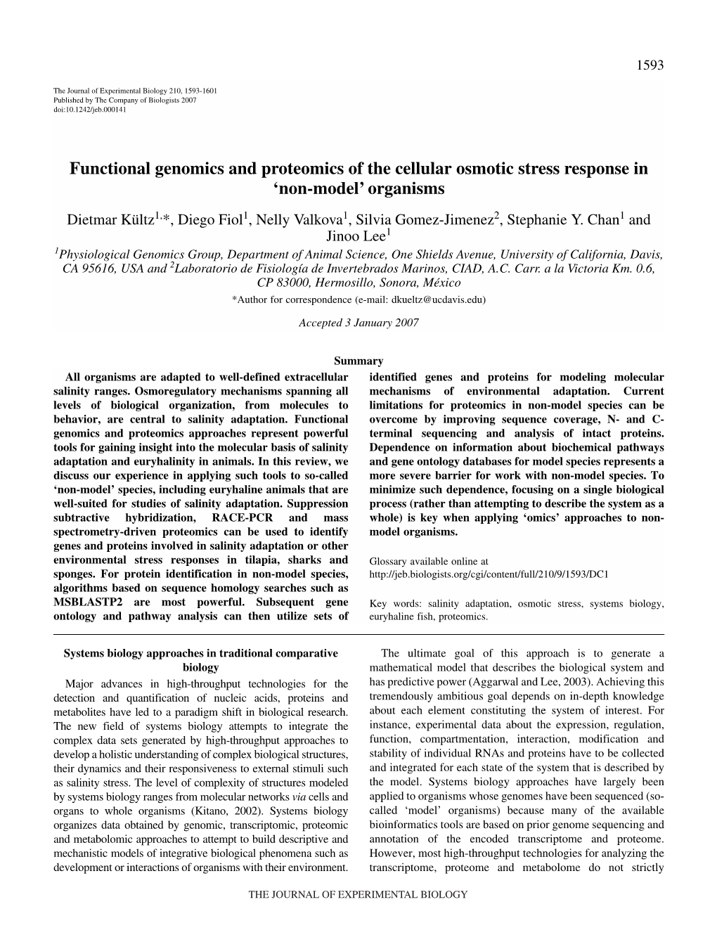 Functional Genomics and Proteomics of the Cellular Osmotic Stress