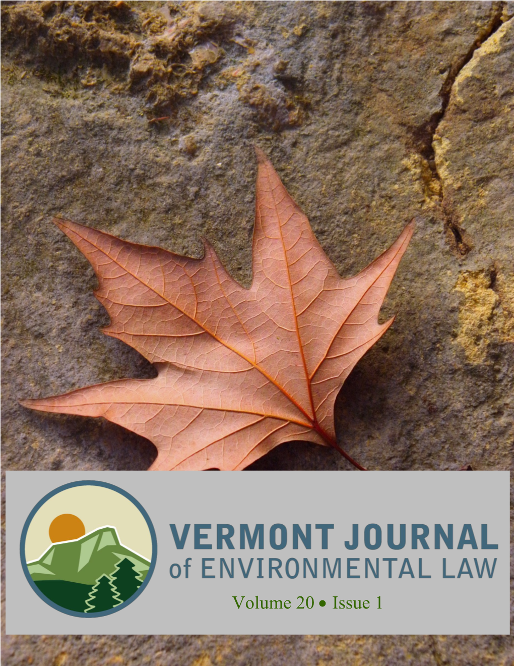 Volume 20 • Issue 1 VERMONT JOURNAL of ENVIRONMENTAL LAW VERMONT LAW SCHOOL Volume 20, Issue 1 Spring 2019