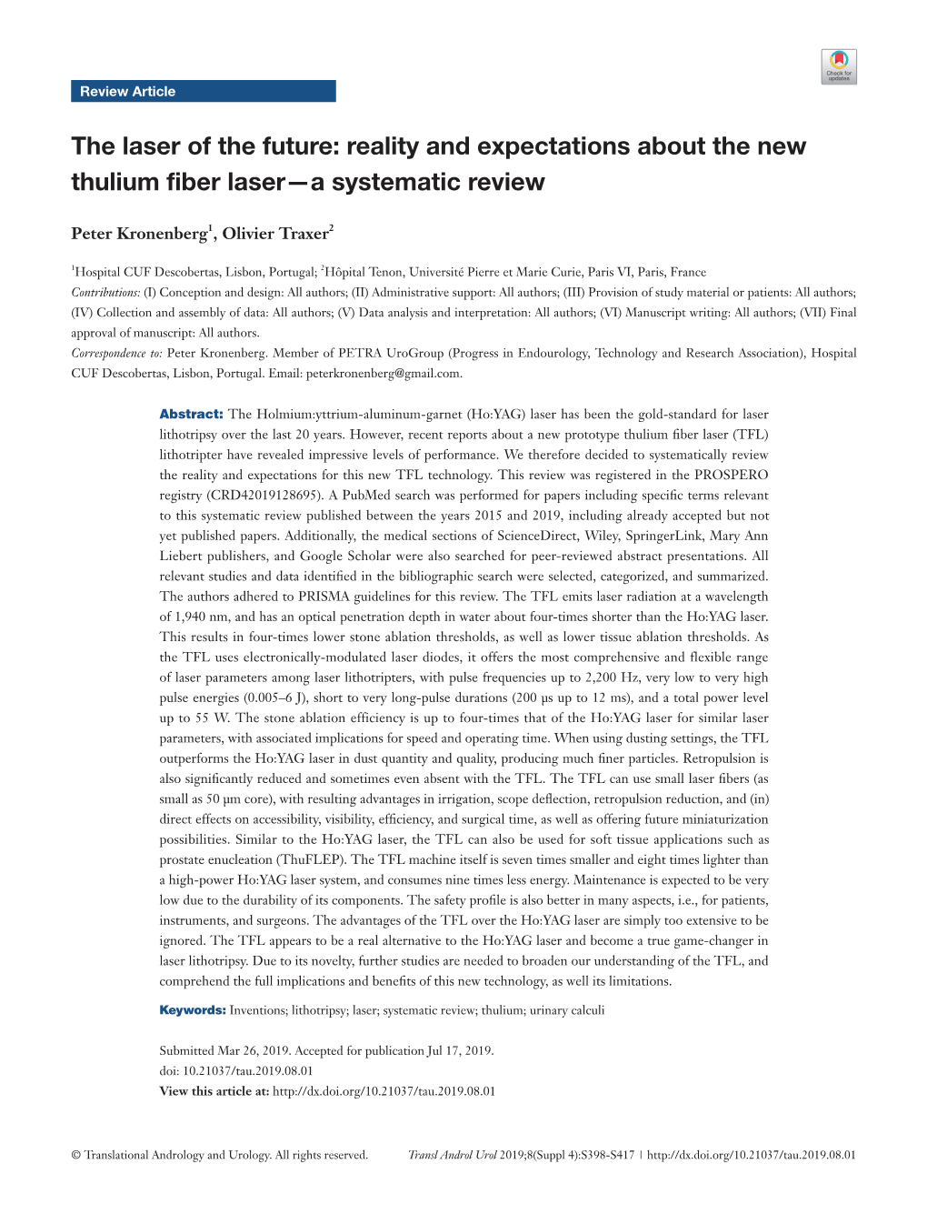 Reality and Expectations About the New Thulium Fiber Laser—A Systematic Review