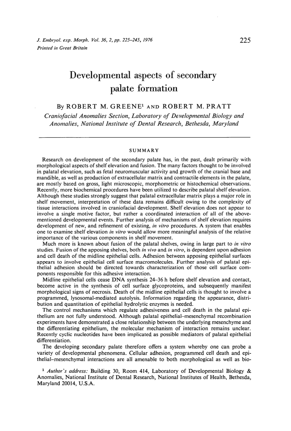 Developmental Aspects of Secondary Palate Formation
