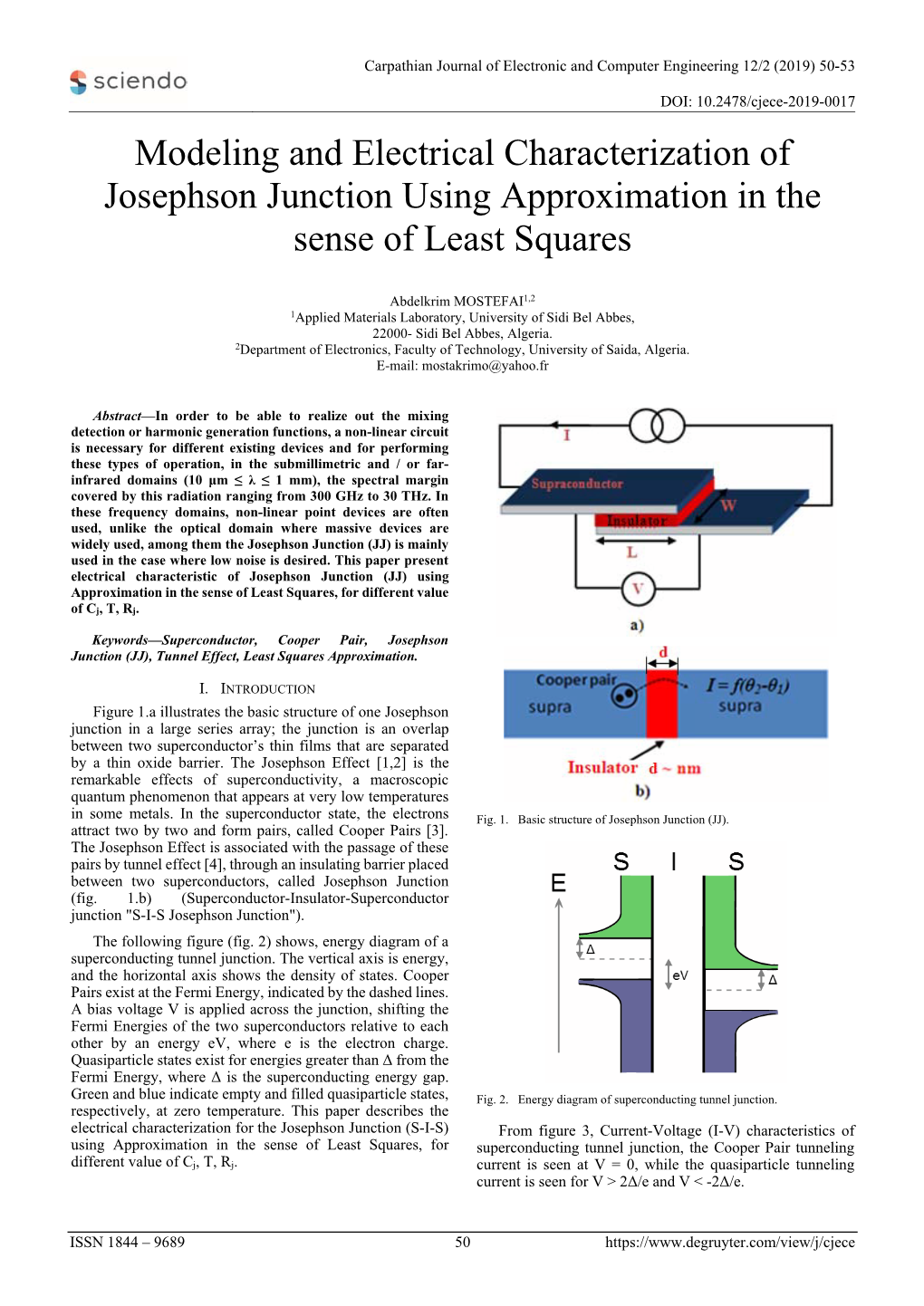 Modeling and Electrical Characterization of Josephson Junction Using Approximation in The