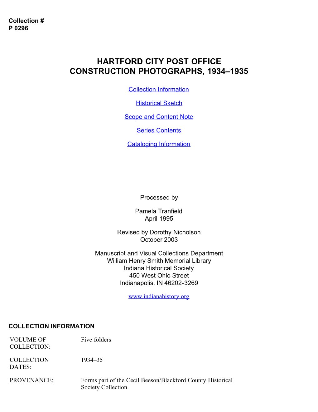 Hartford City Post Office Construction Photos, 1934-35