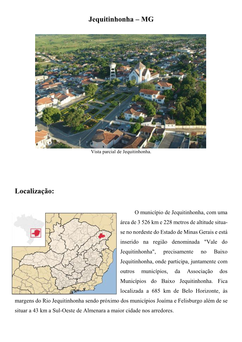 Jequitinhonha – MG Localização