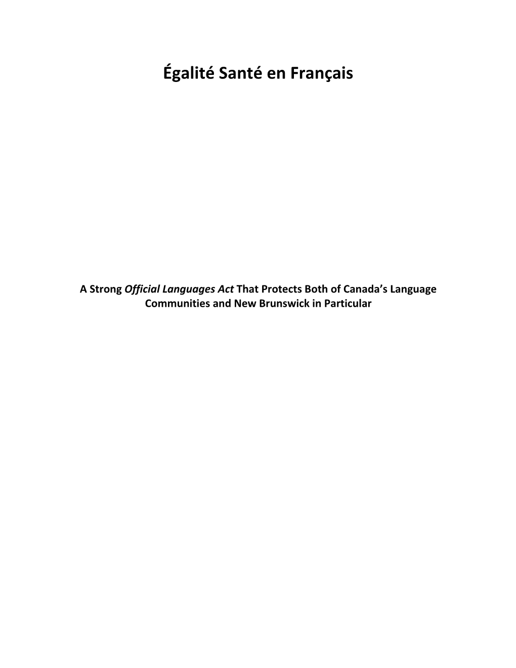 Égalité Santé En Français