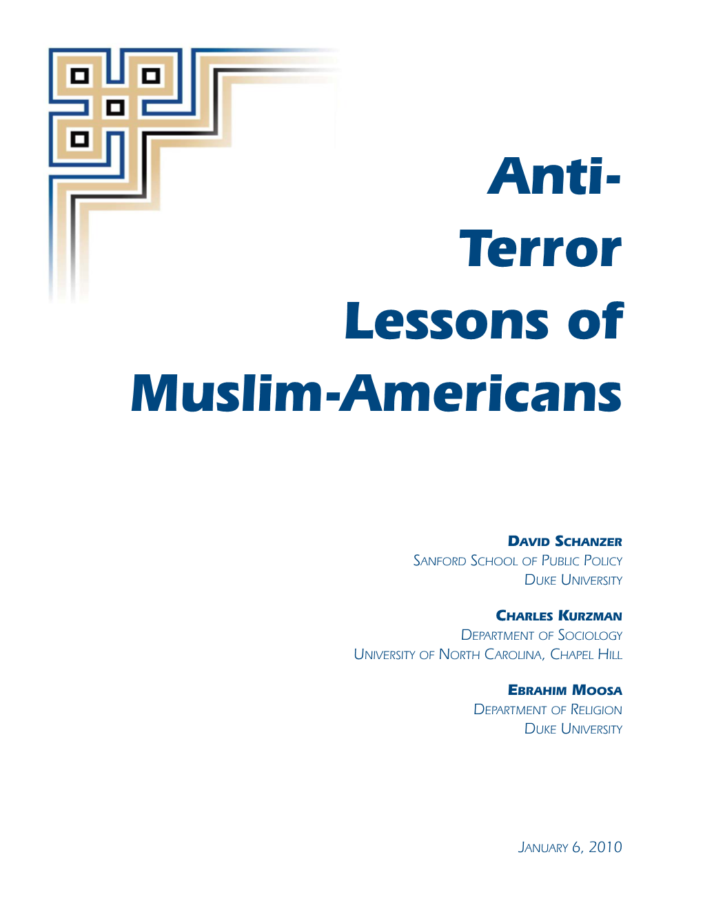 Anti- Terror Lessons of Muslim-Americans