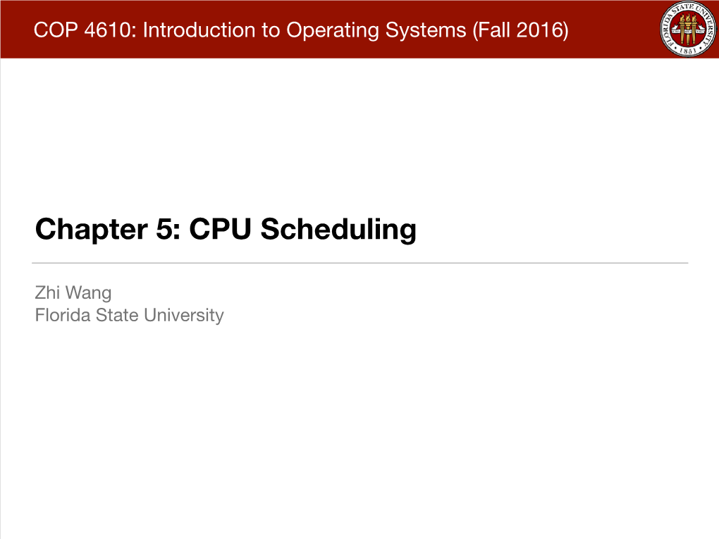 Chapter 5: CPU Scheduling