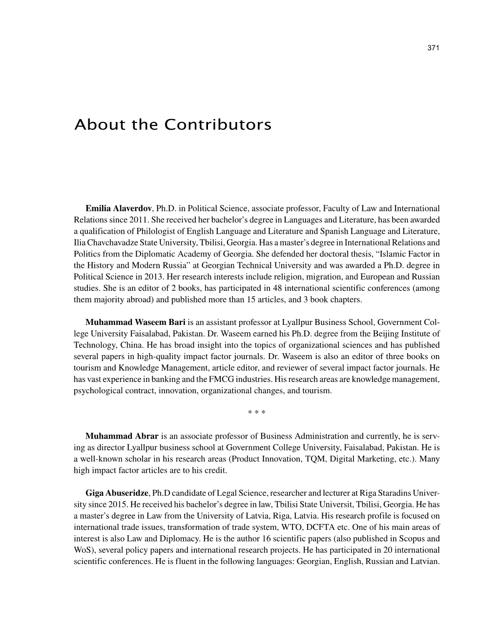 About the Contributors