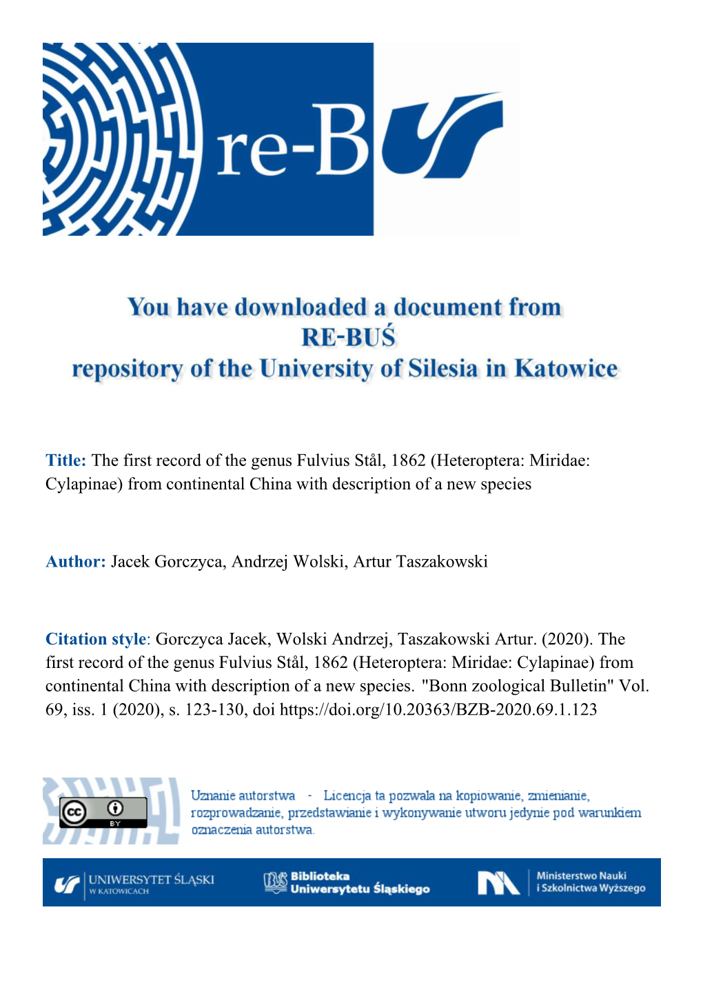 The First Record of the Genus Fulvius Stål, 1862 (Heteroptera: Miridae: Cylapinae) from Continental China with Description of a New Species