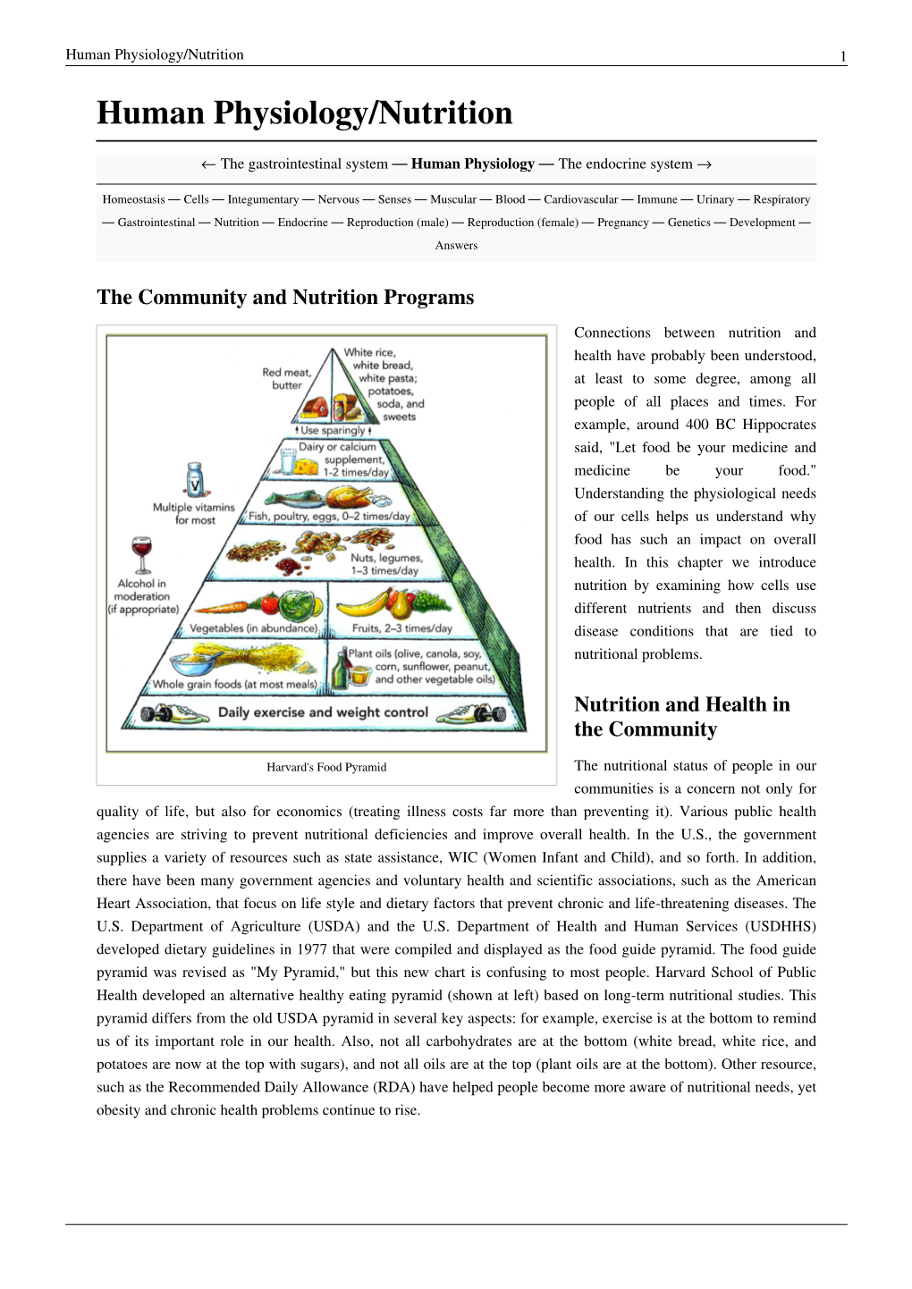 Human Physiology/Nutrition 1 Human Physiology/Nutrition