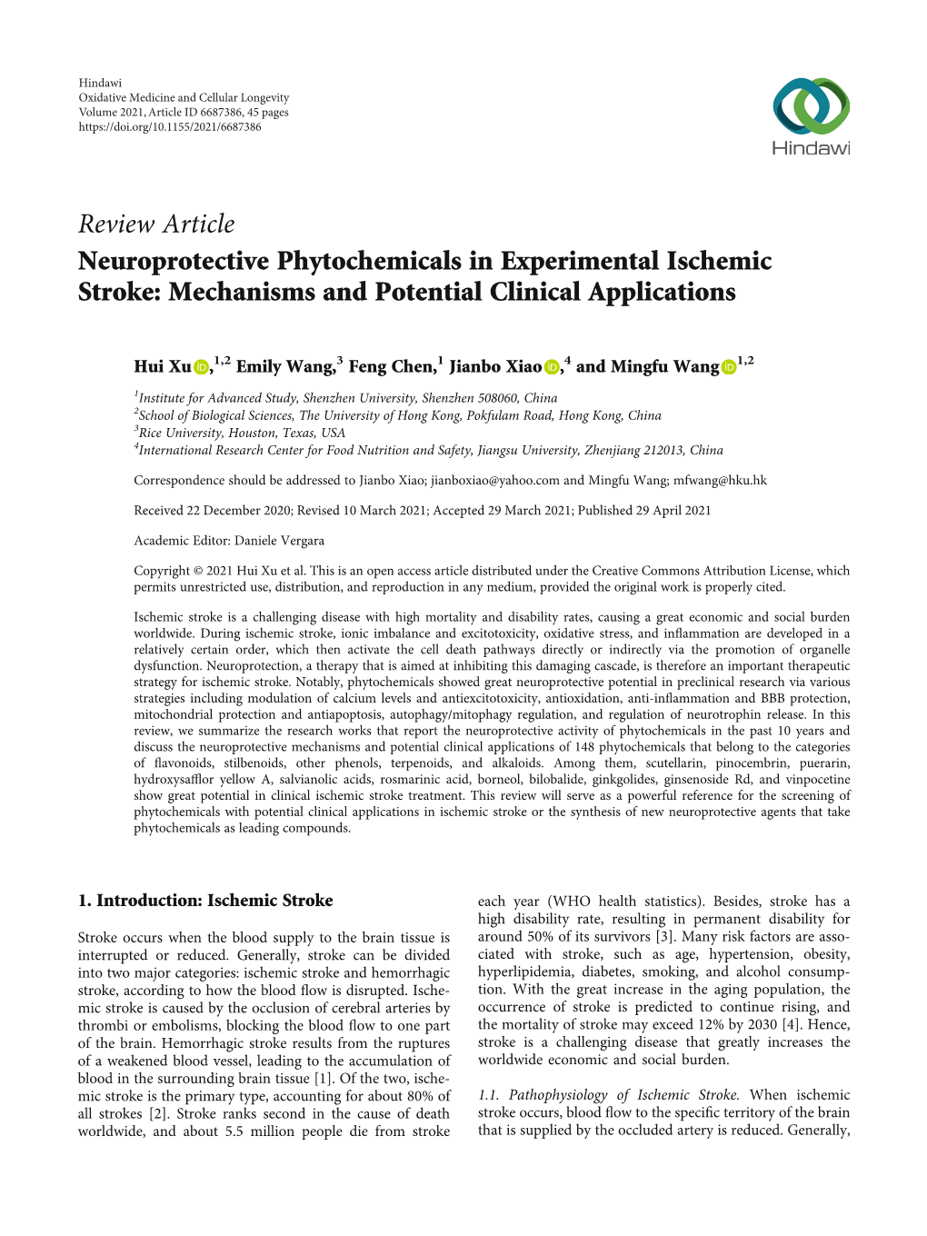 Neuroprotective Phytochemicals in Experimental Ischemic Stroke: Mechanisms and Potential Clinical Applications