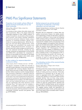 PNAS Plus Significance Statements PNAS PLUS