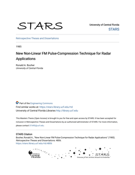 New Non-Linear FM Pulse-Compression Technique for Radar Applications
