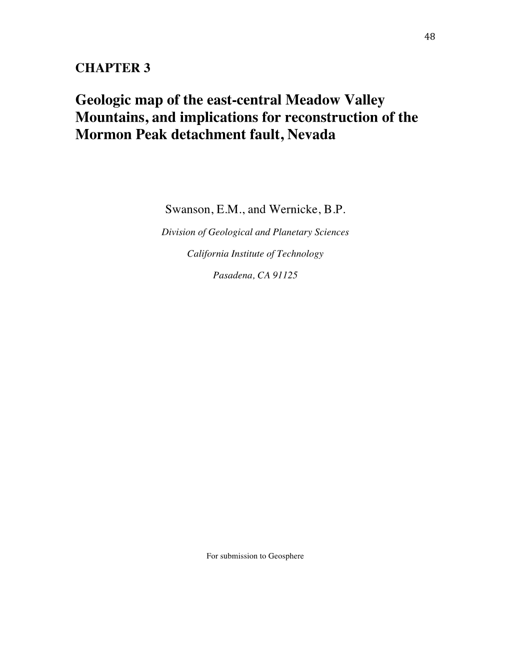 Geologic Map of the East-Central Meadow Valley Mountains, and Implications for Reconstruction of the Mormon Peak Detachment Fault, Nevada