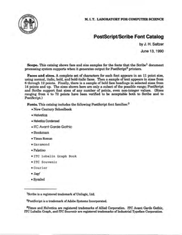 Postscript/Scribe Font Catalog by J