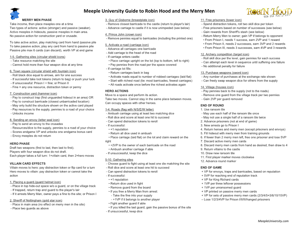 Meeple University Guide to Robin Hood and the Merry Men