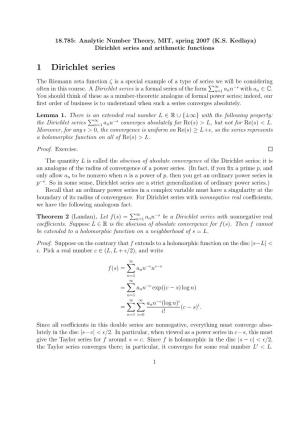 Dirichlet Series and Arithmetic Functions
