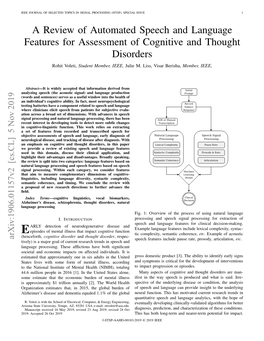 A Review of Automated Speech and Language Features for Assessment of Cognitive and Thought Disorders Rohit Voleti, Student Member, IEEE, Julie M