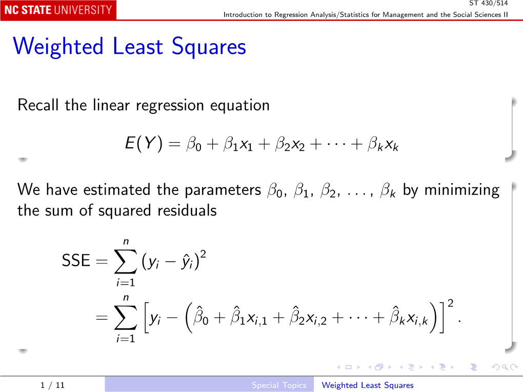 Weighted Least Squares