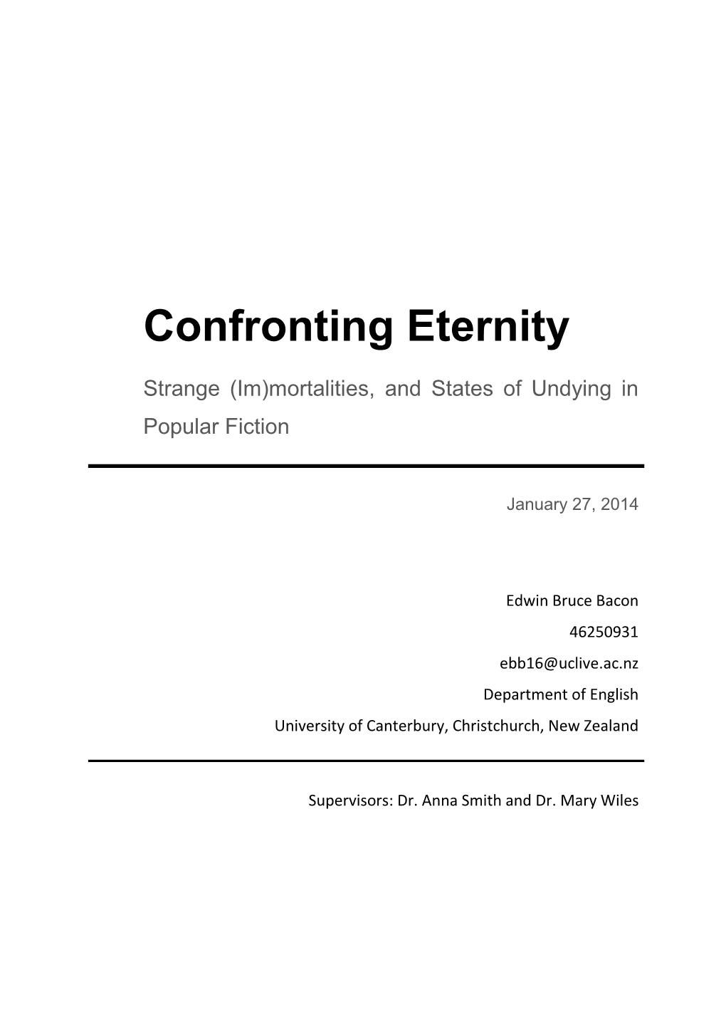 Confronting Eternity