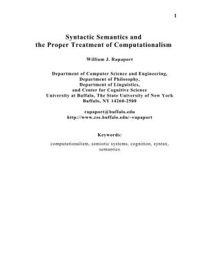Syntactic Semantics and the Proper Treatment of Computationalism