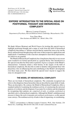 Editors' Introduction to the Special Issue on Postformal Thought And