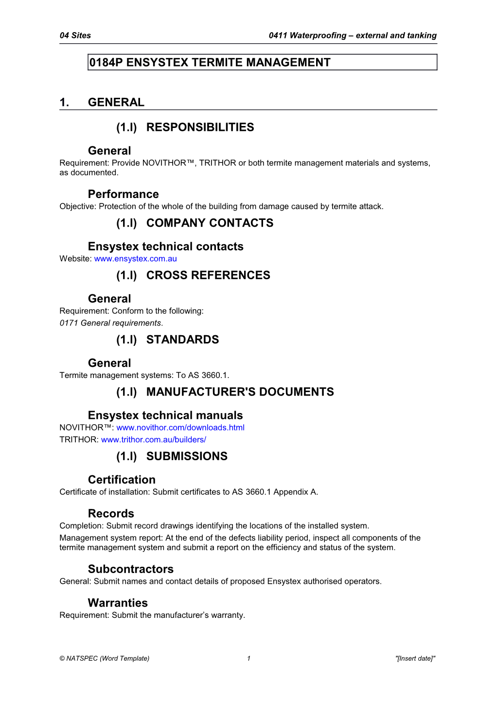 0184P ENSYSTEX Termite Management