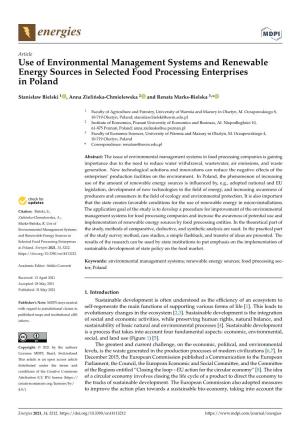 Use of Environmental Management Systems and Renewable Energy Sources in Selected Food Processing Enterprises in Poland