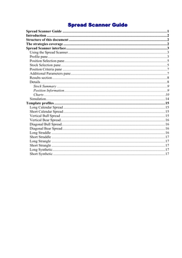 Spread Scanner Guide Spread Scanner Guide