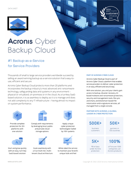 Acronis Cyber Backup Cloud Is Part of Use, Efficient and Secure