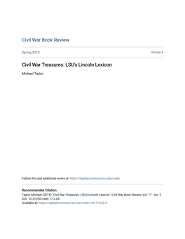 Civil War Treasures: LSU's Lincoln Lexicon