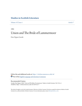 Union and the Bride of Lammermoor