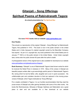 Gitanjali – Song Offerings Spiritual Poems of Rabindranath Tagore